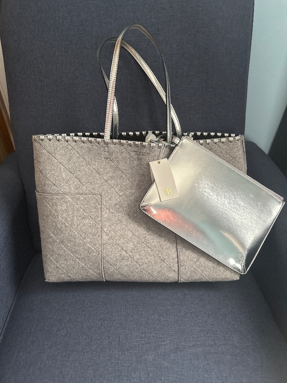 NWT TORY BURCH LARGE BLOCK TFELT TOTE